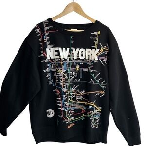 New York MTA Subway Map Graphic Sweatshirt – Black Crewneck